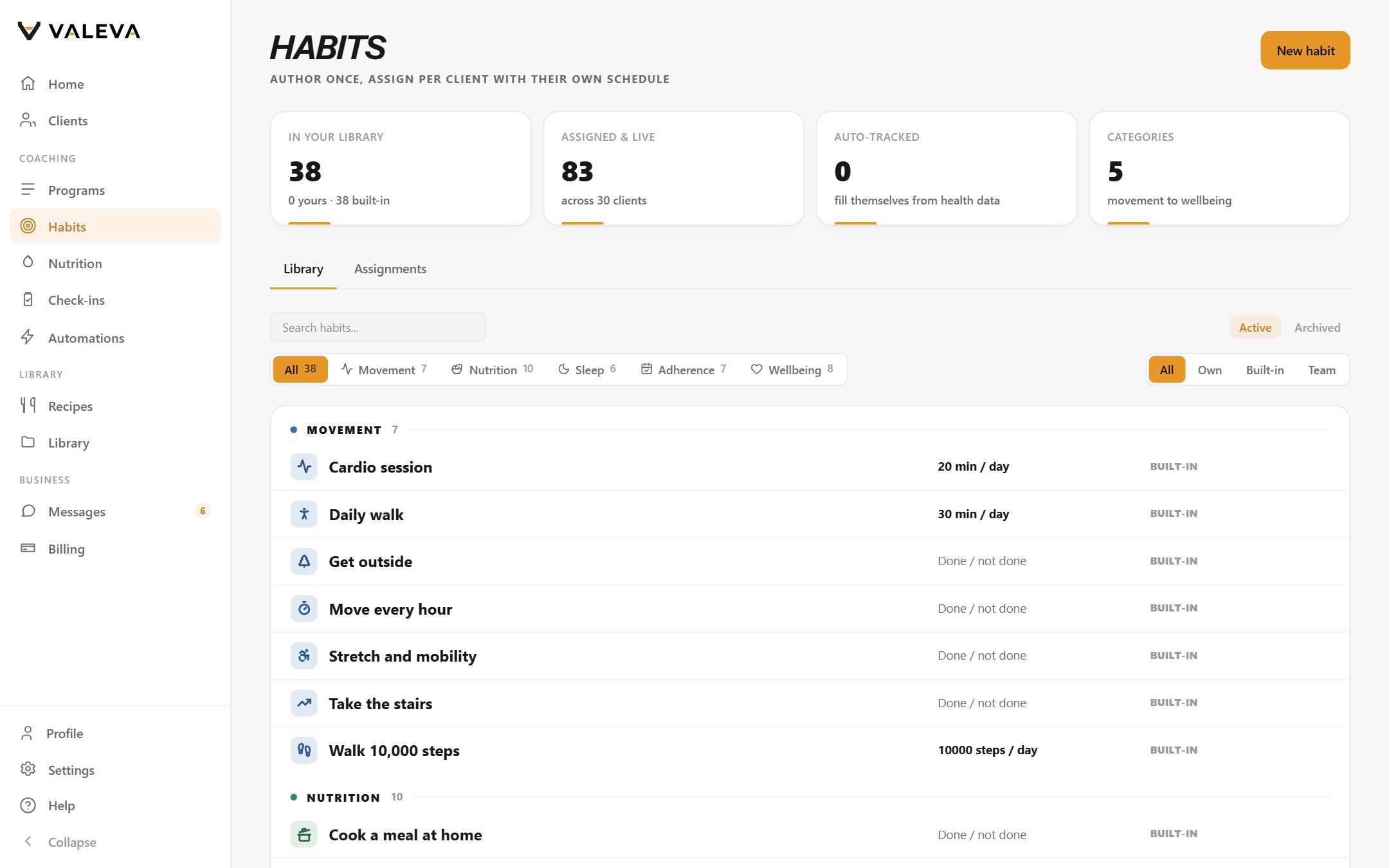 The Valeva habit library